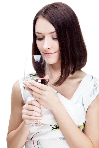 Donna che tiene bicchiere di vino — Foto Stock