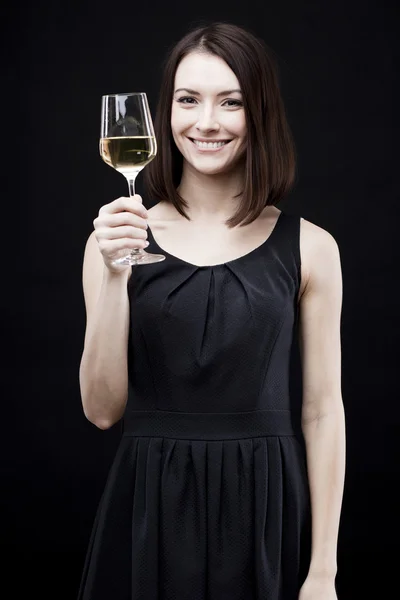 Donna che tiene bicchiere di vino — Foto Stock