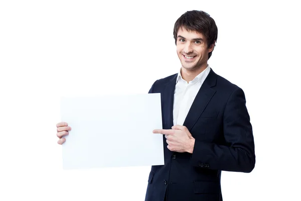 Businessman holding blank — Stock Photo, Image