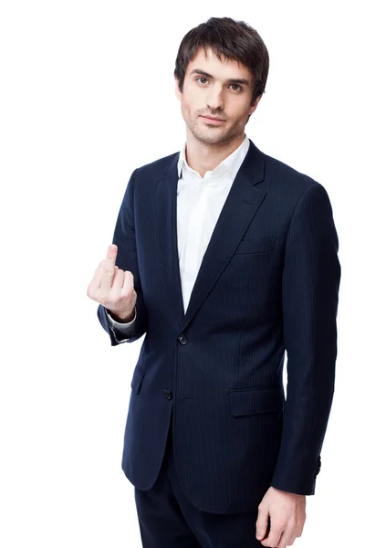 Empresário mostrando dedo médio — Fotografia de Stock
