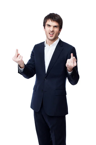 Businessman showing middle finger — Stock Photo, Image