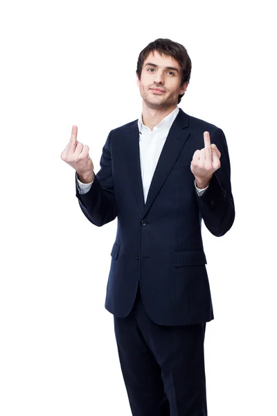 Businessman showing middle finger Stock Picture