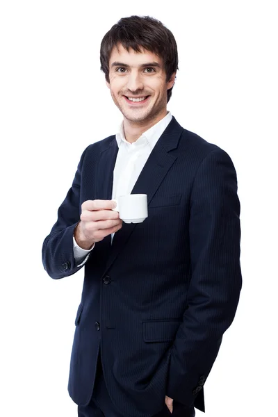 Forretningsmann holder kaffekopp – stockfoto