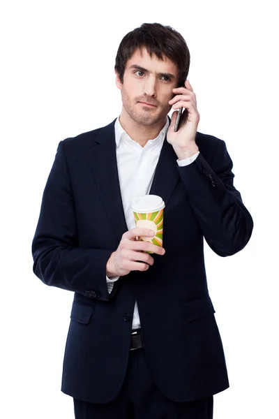 Businessman hold coffee cup — Stock Photo, Image