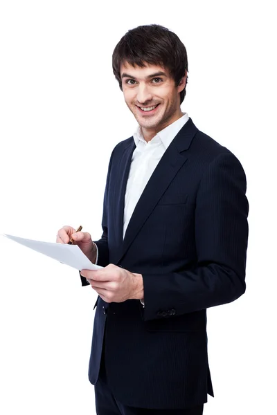 Businessman reading document — Stock Photo, Image