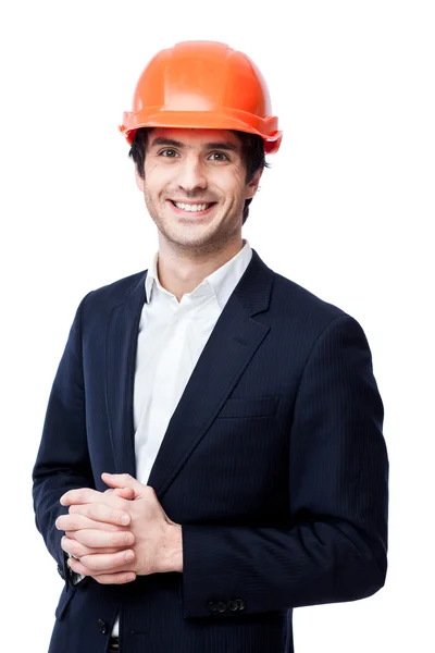Engineer in hard hat isolated on white — Stock Photo, Image