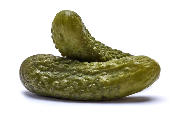 Tasty Whole green cornichons isolated on a white background — Φωτογραφία Αρχείου