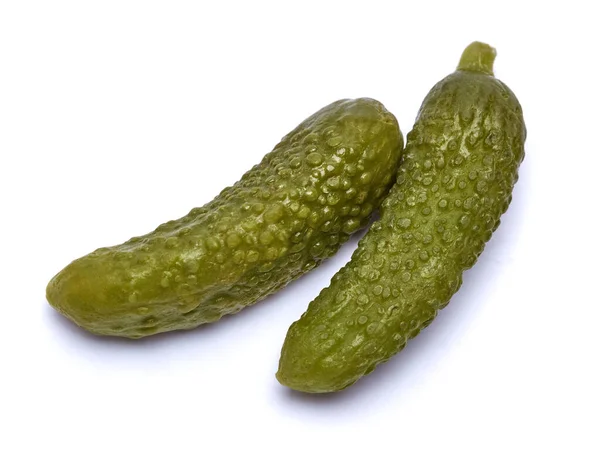 Tasty Whole green cornichons isolated on a white background — Stock Photo, Image