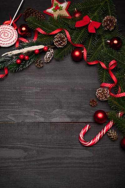 Vista superiore di Capodanno o Natale Sfondo decorato festivo — Foto Stock