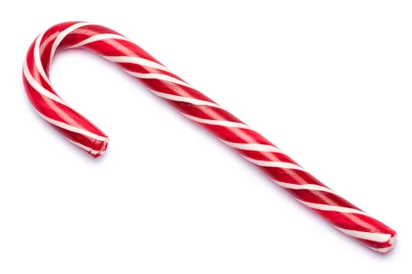 Karácsony és újév koncepció - édes karácsonyi karamell stick elszigetelt fehér háttér — Stock Fotó