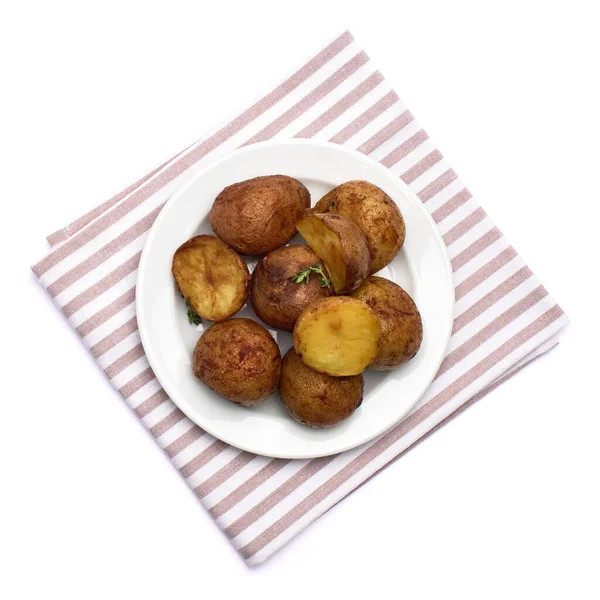 Plate of Baked potato isolated on white background — Fotografia de Stock