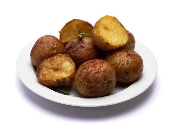 Plate of Baked potato isolated on white background — Stock Photo, Image