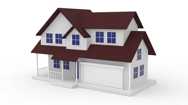 3d renderização de casa aconchegante com garagem Isolado em branco — Fotografia de Stock
