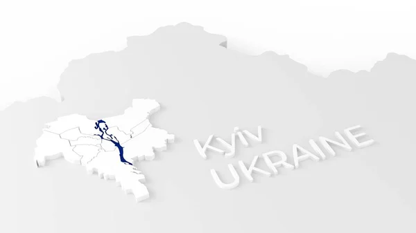 3d-стилізована схематична карта київської столиці кіті України на білому тлі — стокове фото