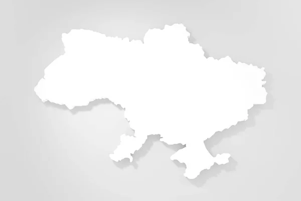 Stylich 3D karta över Ukraina i nyanser av grå på ljus bakgrund — Stockfoto