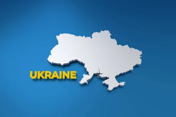 Stylich 3D karta över Ukraina i nyanser av grå på bkue bakgrund — Stockfoto