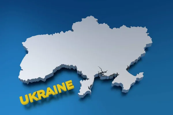 Stylich 3D mapa Ukrajiny v odstínech šedi na pozadí bkue — Stock fotografie