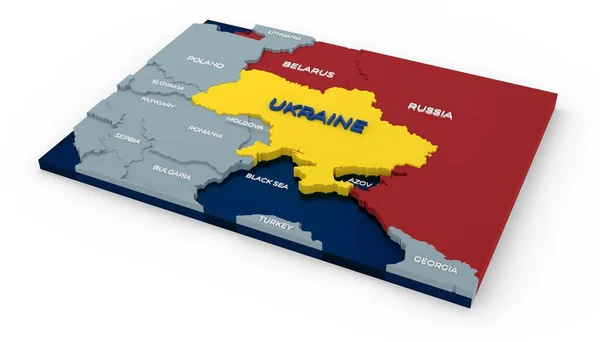 Stylich 3D Map України та сусідніх країн з гнітючим ринком країн з червоним. — стокове фото
