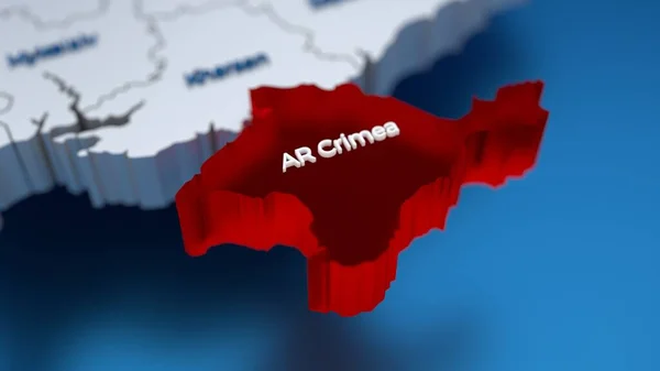 Snygg 3D-karta över Ukraina med Krim regionen i fokus markerad i rött — Stockfoto