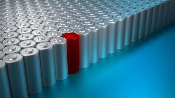 Célula de batería de litio muerta - Fuente de alimentación eléctrica de fuente recargable - Ilustración 3D —  Fotos de Stock