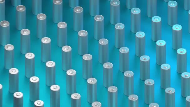 Concepto de batería de litio - Fuente de alimentación eléctrica de fuente recargable - Ilustración 3D — Vídeos de Stock