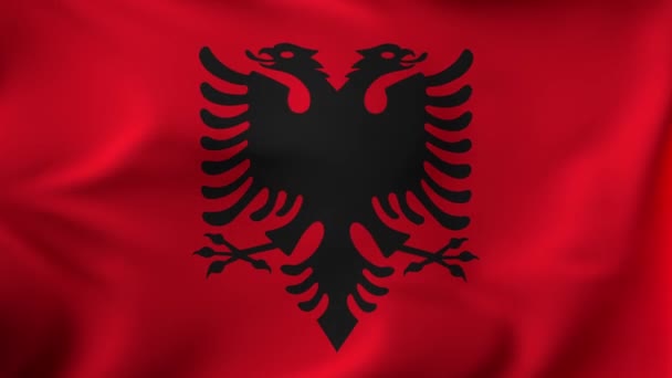 3D animation Flag Waving in slow motion Fill Frame - Albania — Vídeos de Stock