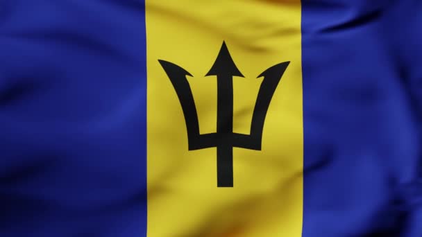 Animatie Vlag Zwaaien Slow Motion Vul Frame Barbados Hoge Kwaliteit — Stockvideo