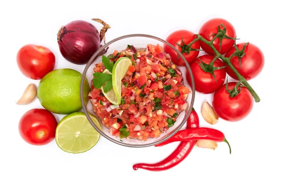Healthy Vegetarian Organic Guacamole Mexican Dip Sauce Recipe Ingredients Isolated — Stock Photo, Image