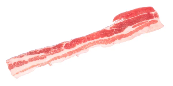 Raw Uncooked Bacon Slices Isolated White Background — Zdjęcie stockowe