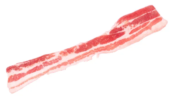 Raw Uncooked Bacon Slices Isolated White Background — 스톡 사진