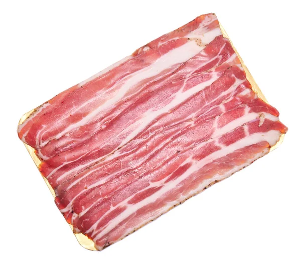 Organic Bacon Meat Isolated White Background — Stock Photo, Image