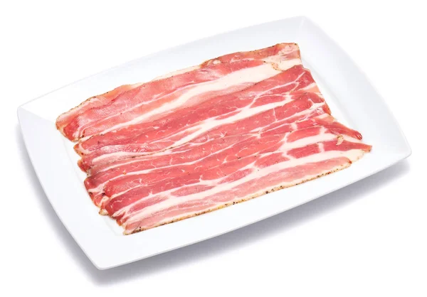 Organic Bacon Meat Isolated White Background — Stockfoto