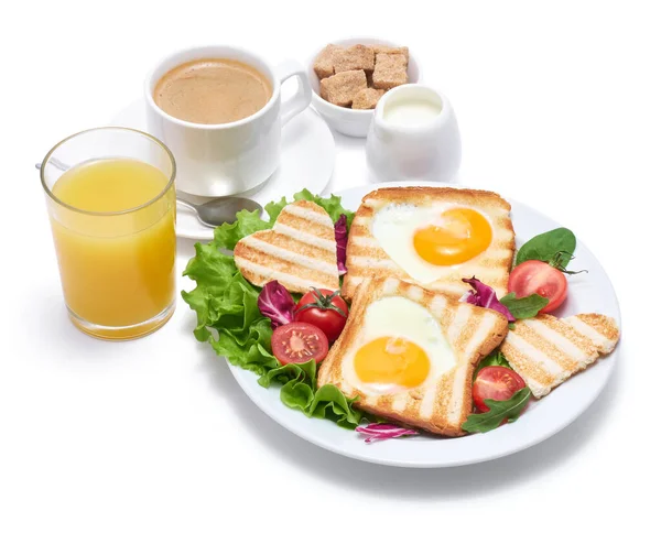 Fried Egg Toast Bread Isolated White Background — Φωτογραφία Αρχείου