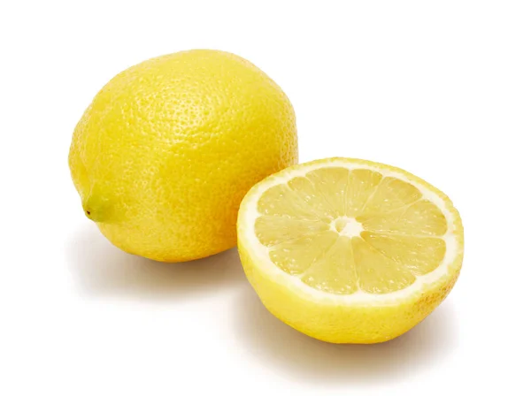 Natural Lemon Fruit Cut Half Isolated White Background — Stok fotoğraf