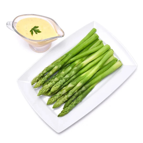 Green Organic Natural Asparagus Isolated White Background — 图库照片
