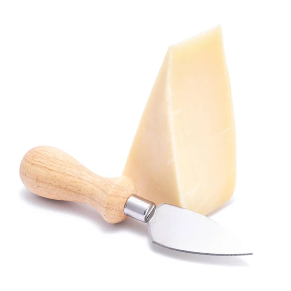 Piece Parmesan Cheese Knife Isolated White Background — Stock Fotó