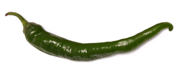 Zelený Horký Chilli Pepř Izolované Bílém Pozadí Kvalitní Fotografie — Stock fotografie
