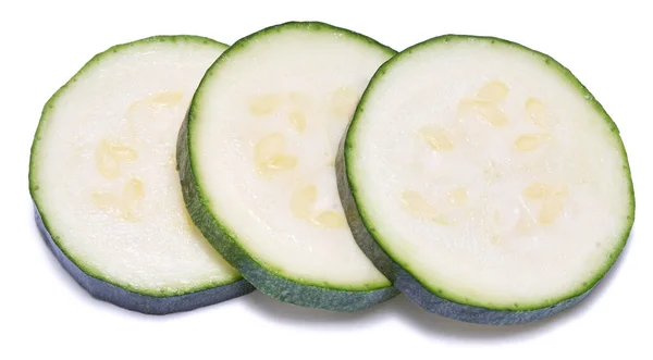 Sliced Zucchini Circles Isolated White Background — Stock Photo, Image