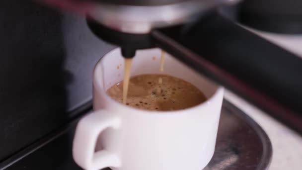 Kahve Makinesiyle Espresso Yapmak Fincana — Stok video