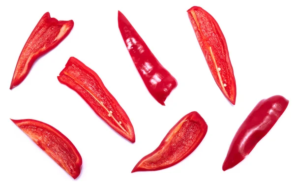 Sliced Red Pepper Isolated White Background — Stock Photo, Image