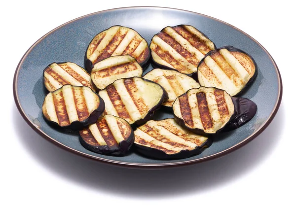 Schijfjes Aubergine Geroosterd Een Grill Met Strepen Van Een Grill — Stockfoto