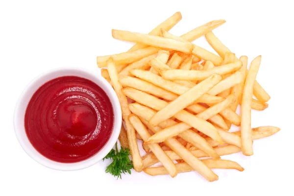 Pommes Kartoffeln Und Dip Sauce Isoliert Auf Weißem Hintergrund — Stockfoto