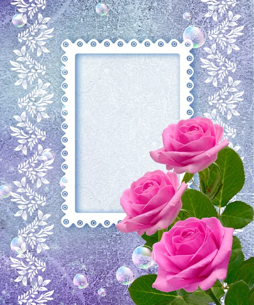 Roses and openwork frame — Stock Photo, Image