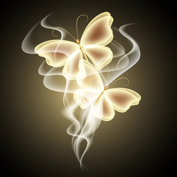 Humo y mariposas — Vector de stock