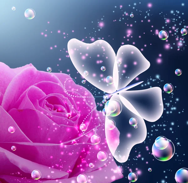 Rosa e farfalla — Foto Stock