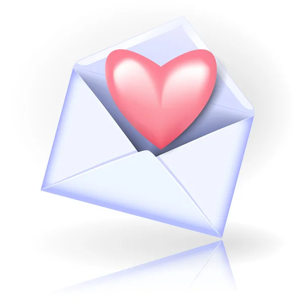 Enveloppe avec coeur de Saint-Valentin — Image vectorielle