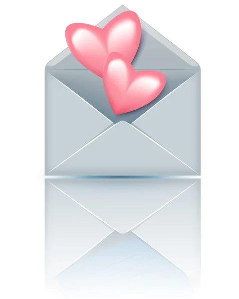Kuvertet med valentine hjärtan — Stock vektor