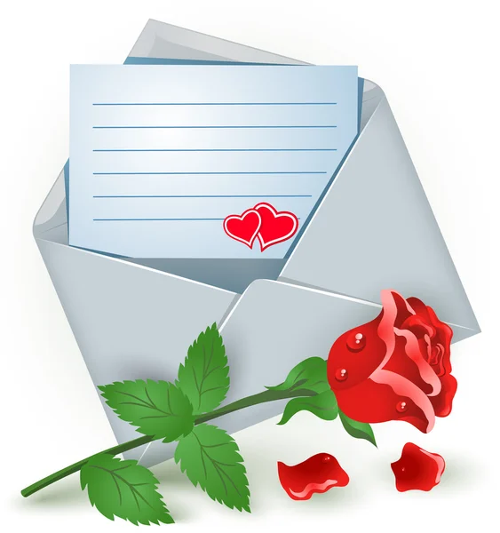 Enveloppe avec rose — Image vectorielle