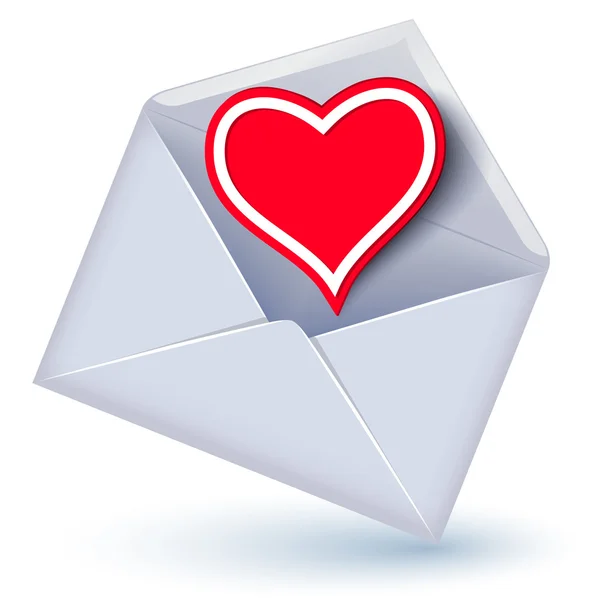 Envelope with valentine heart — Stock Vector