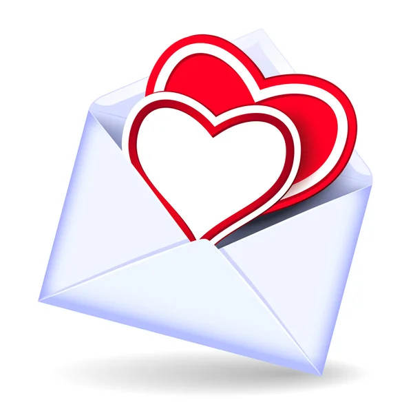 Envelope with valentine hearts — Stock Vector